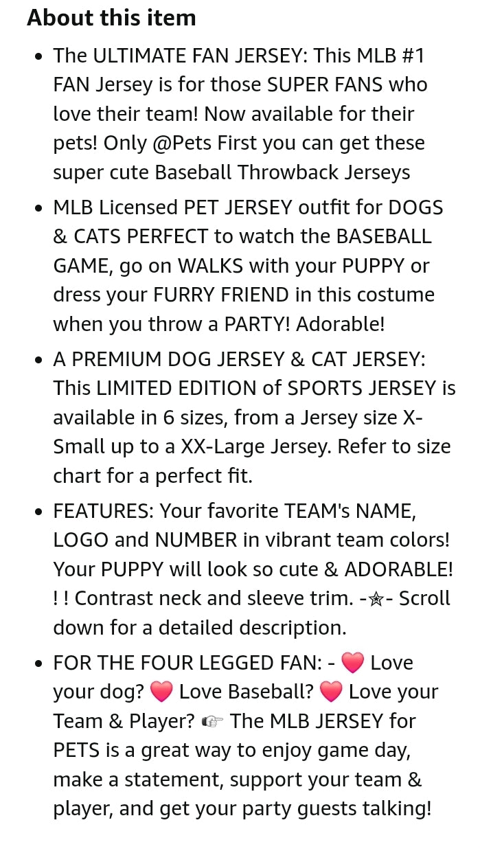 Chicago Cubs MLB Dog Jersey