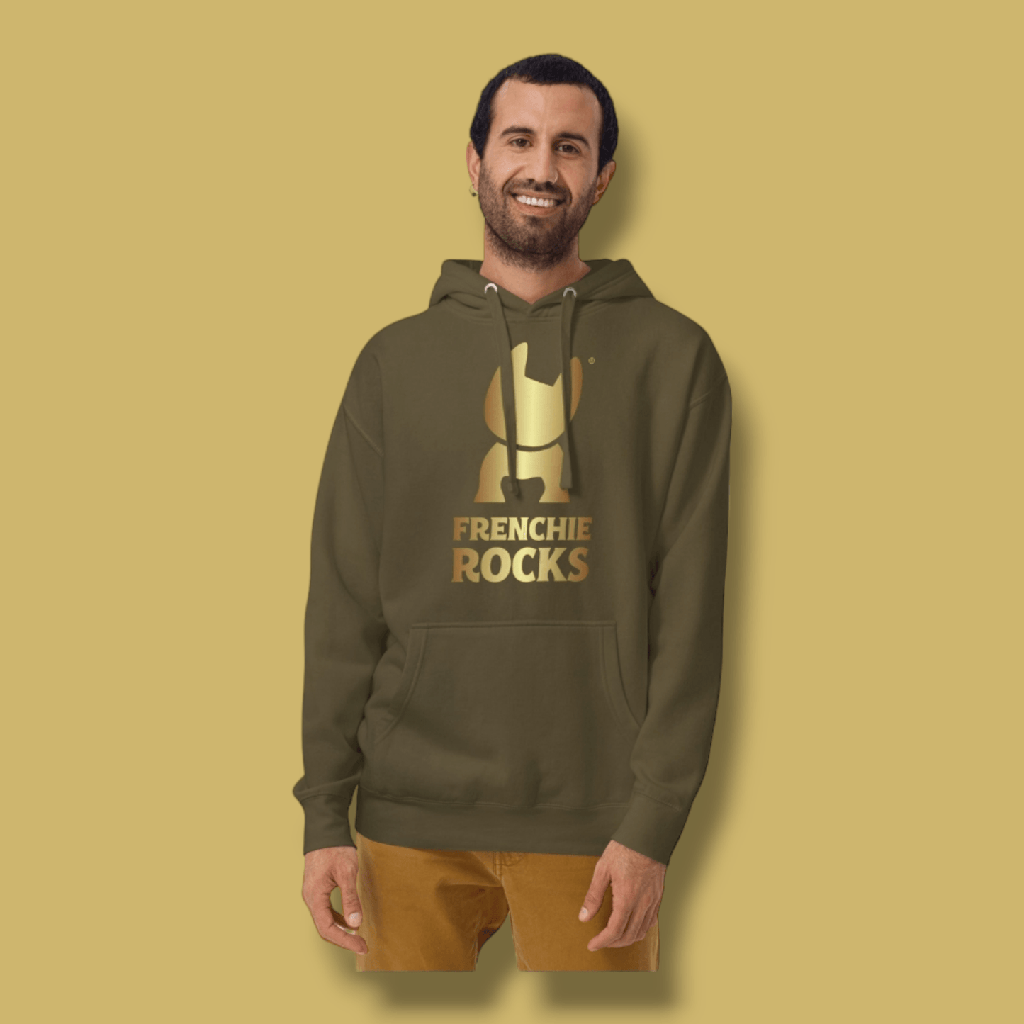 Frenchie Rocks Gold Logo Hoodie - Frenchie Rocks