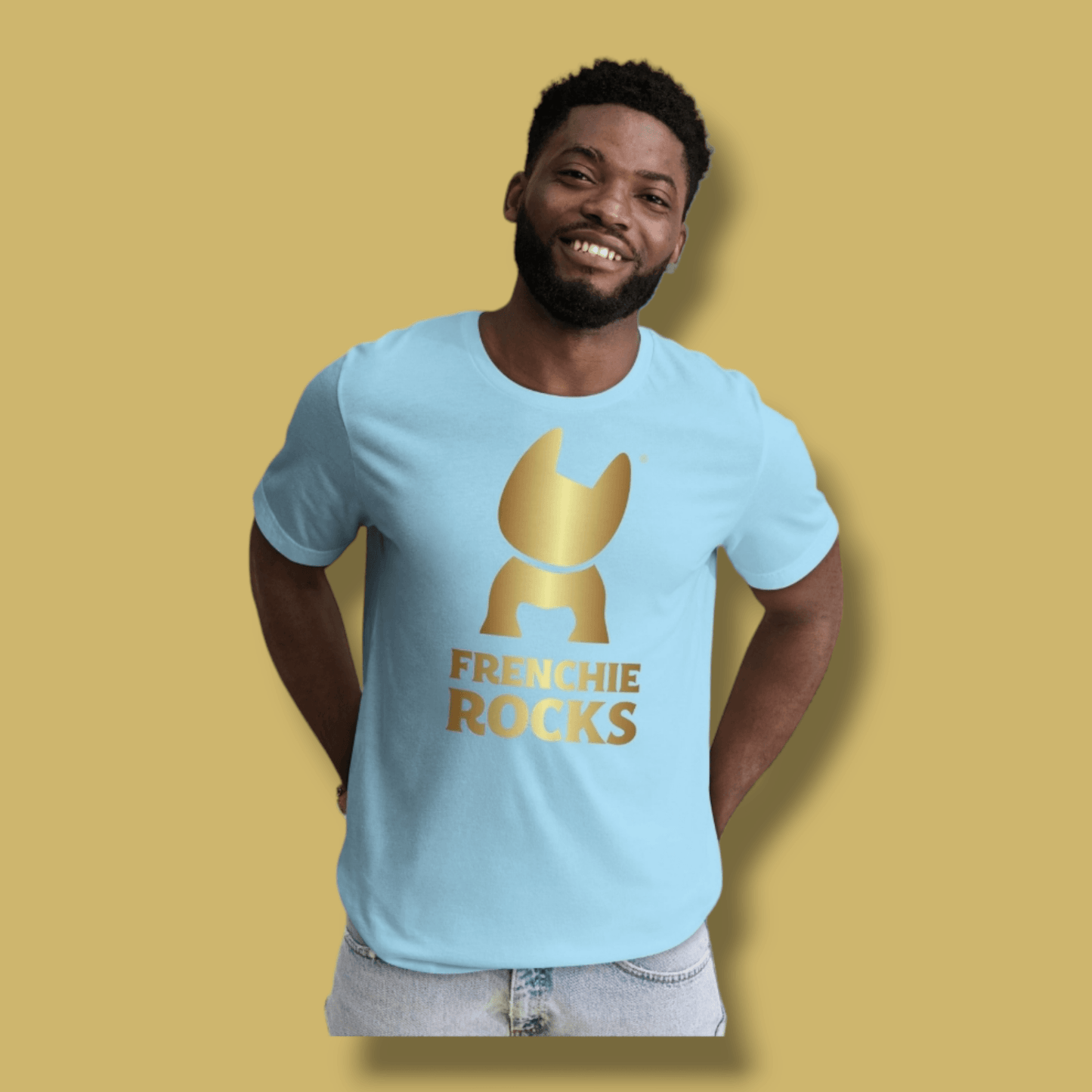 Frenchie Rocks Gold Logo T-Shirt - Frenchie Rocks