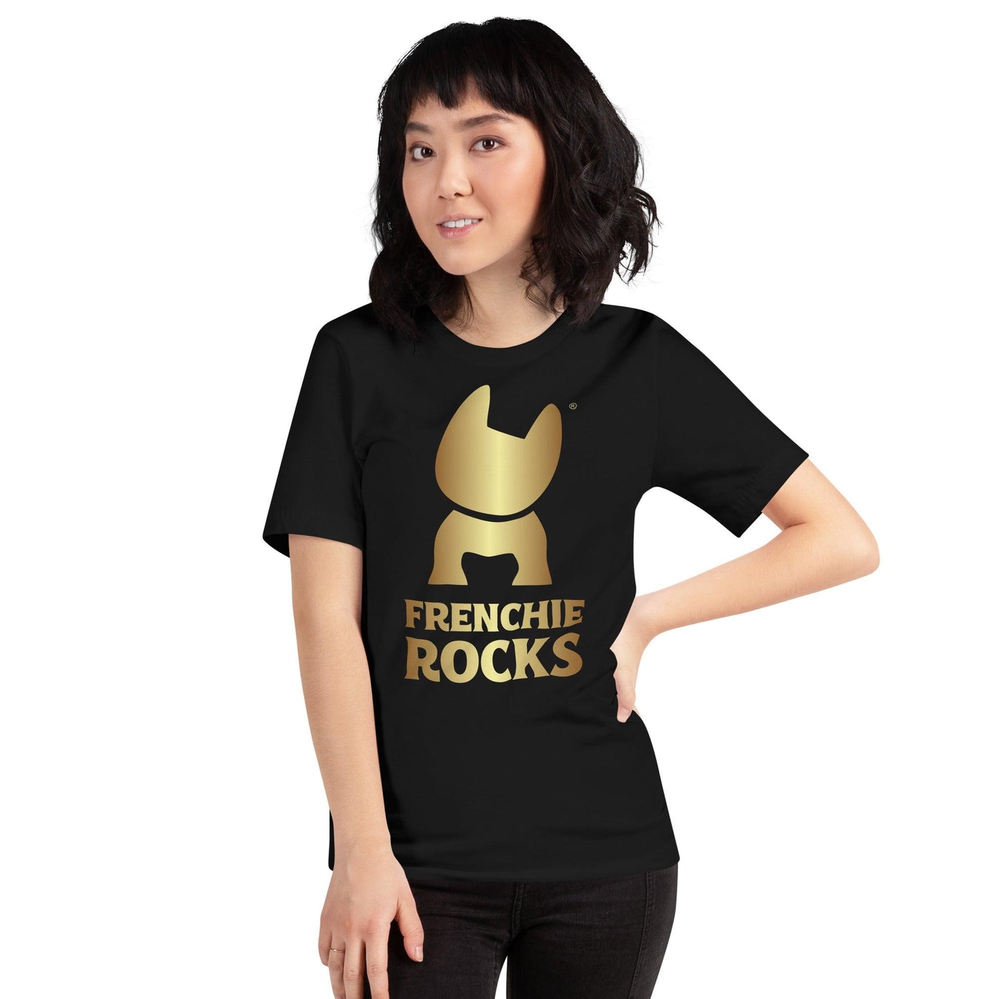 Frenchie Rocks Gold Logo T-Shirt - Frenchie Rocks