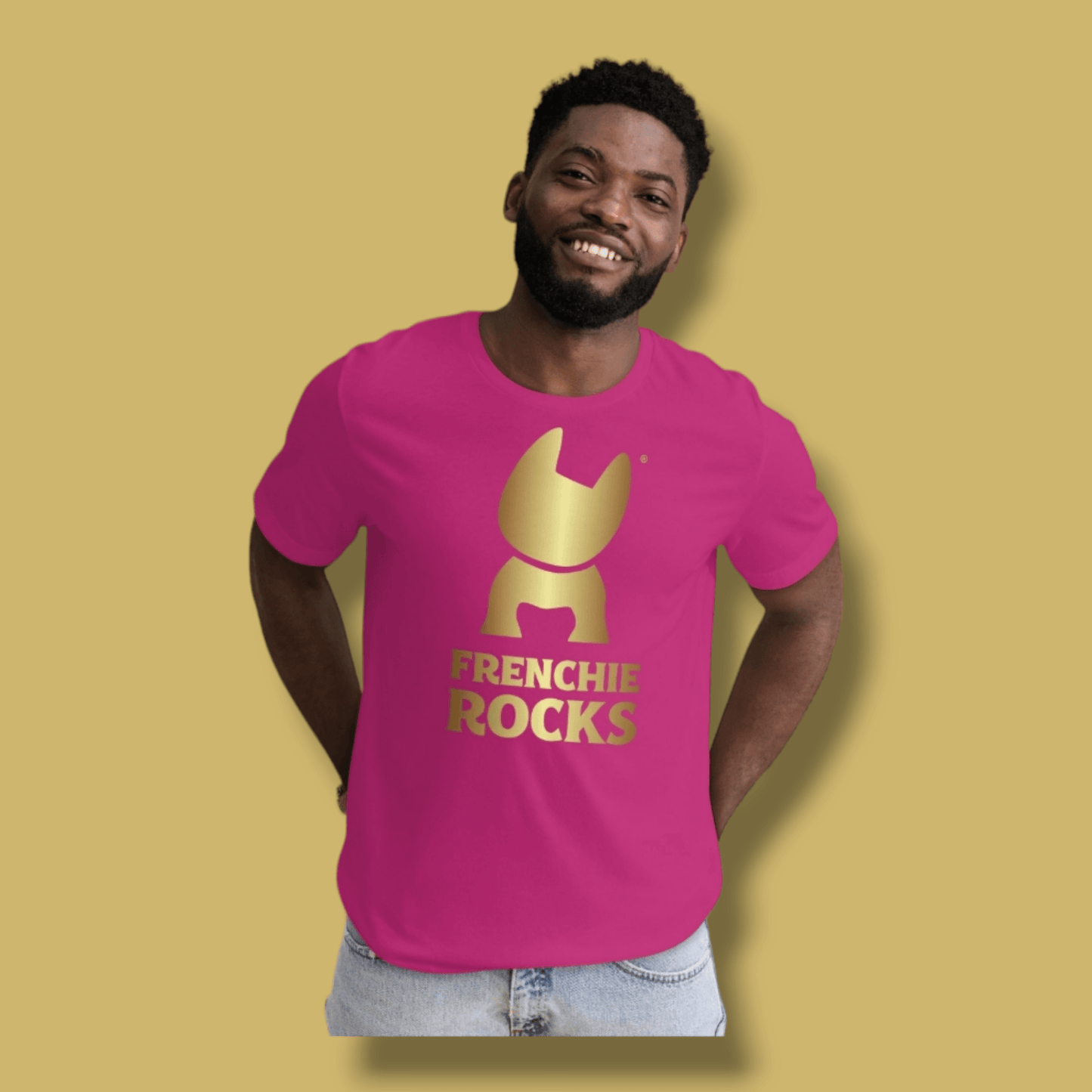 Frenchie Rocks Gold Logo T-Shirt - Frenchie Rocks