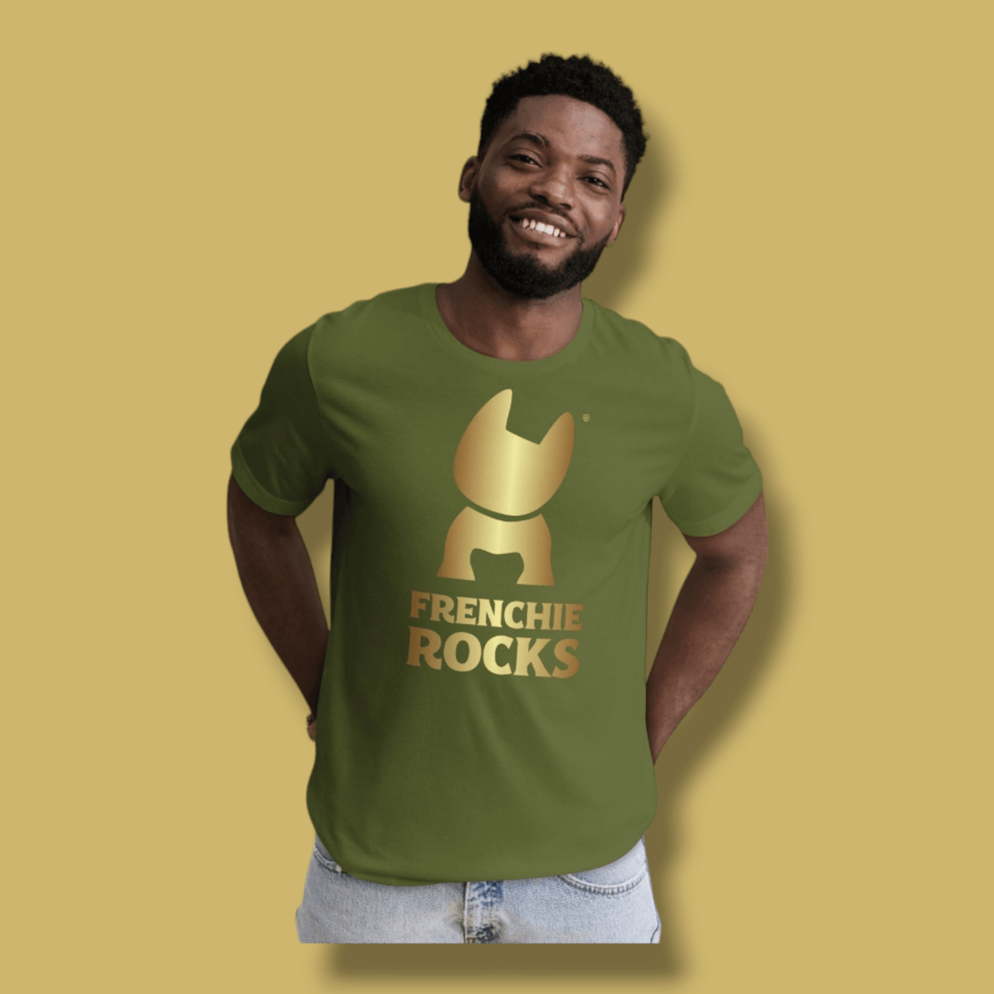 Frenchie Rocks Gold Logo T-Shirt - Frenchie Rocks