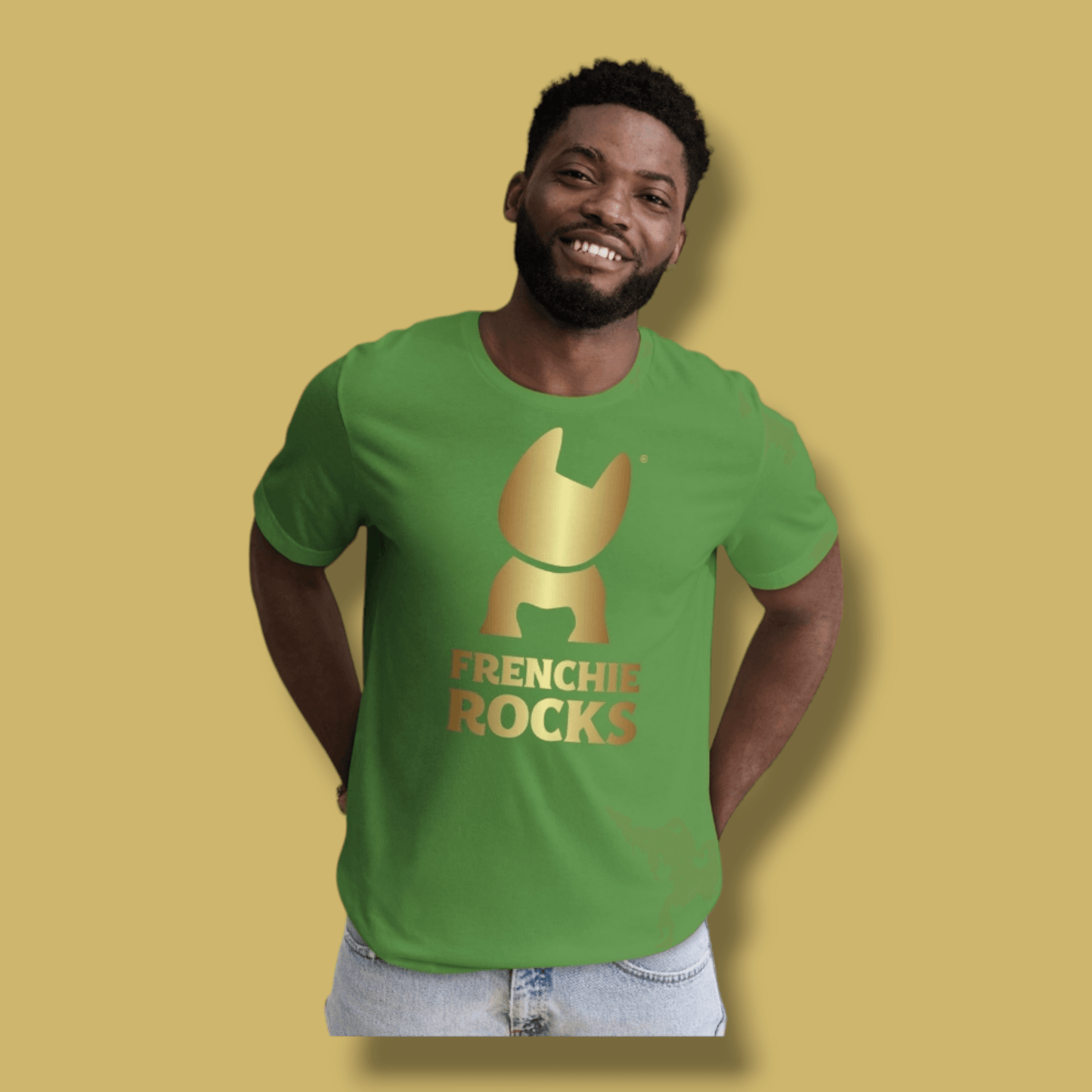 Frenchie Rocks Gold Logo T-Shirt - Frenchie Rocks