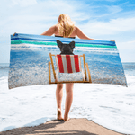 Frenchie Rocks โKong at the Beach" Beach Towel - Frenchie Rocks