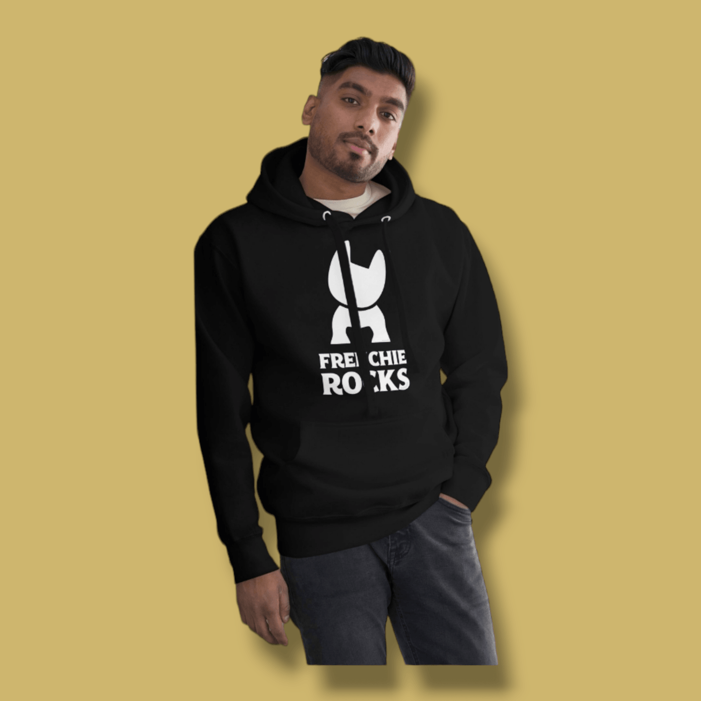 Frenchie Rocks White Logo Hoodie - Frenchie Rocks
