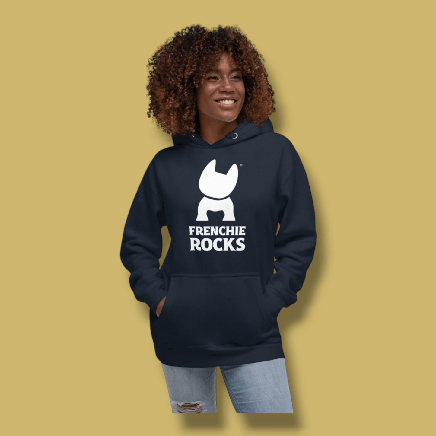 Frenchie Rocks White Logo Hoodie - Frenchie Rocks