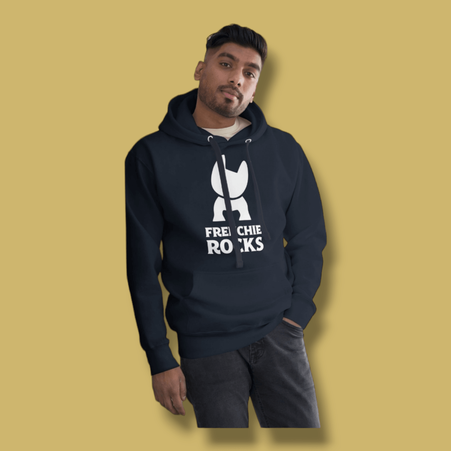 Frenchie Rocks White Logo Hoodie - Frenchie Rocks