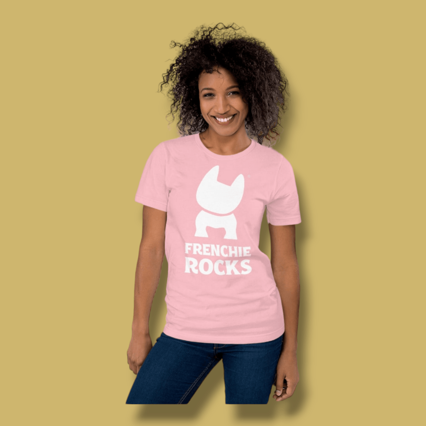 Frenchie Rocks White Logo T-Shirt - Frenchie Rocks