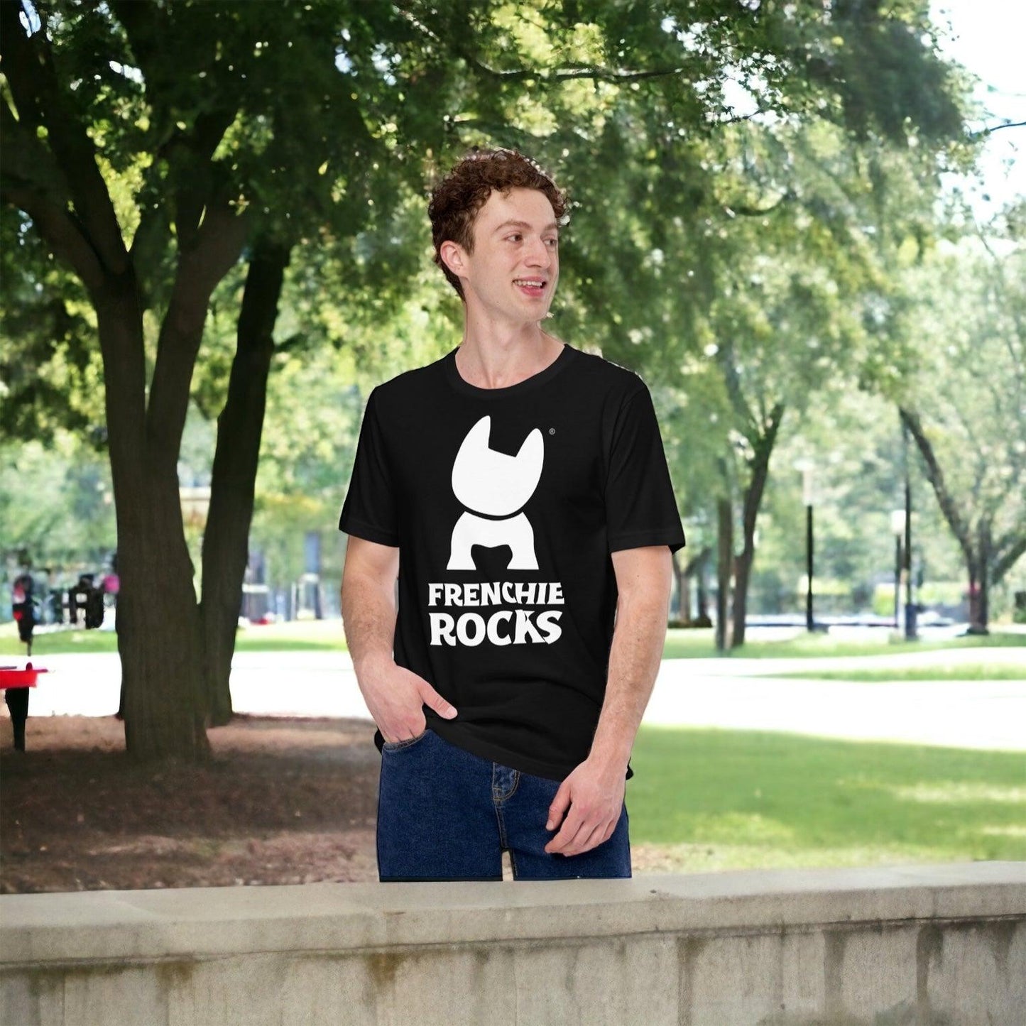 Frenchie Rocks White Logo T-Shirt - Frenchie Rocks