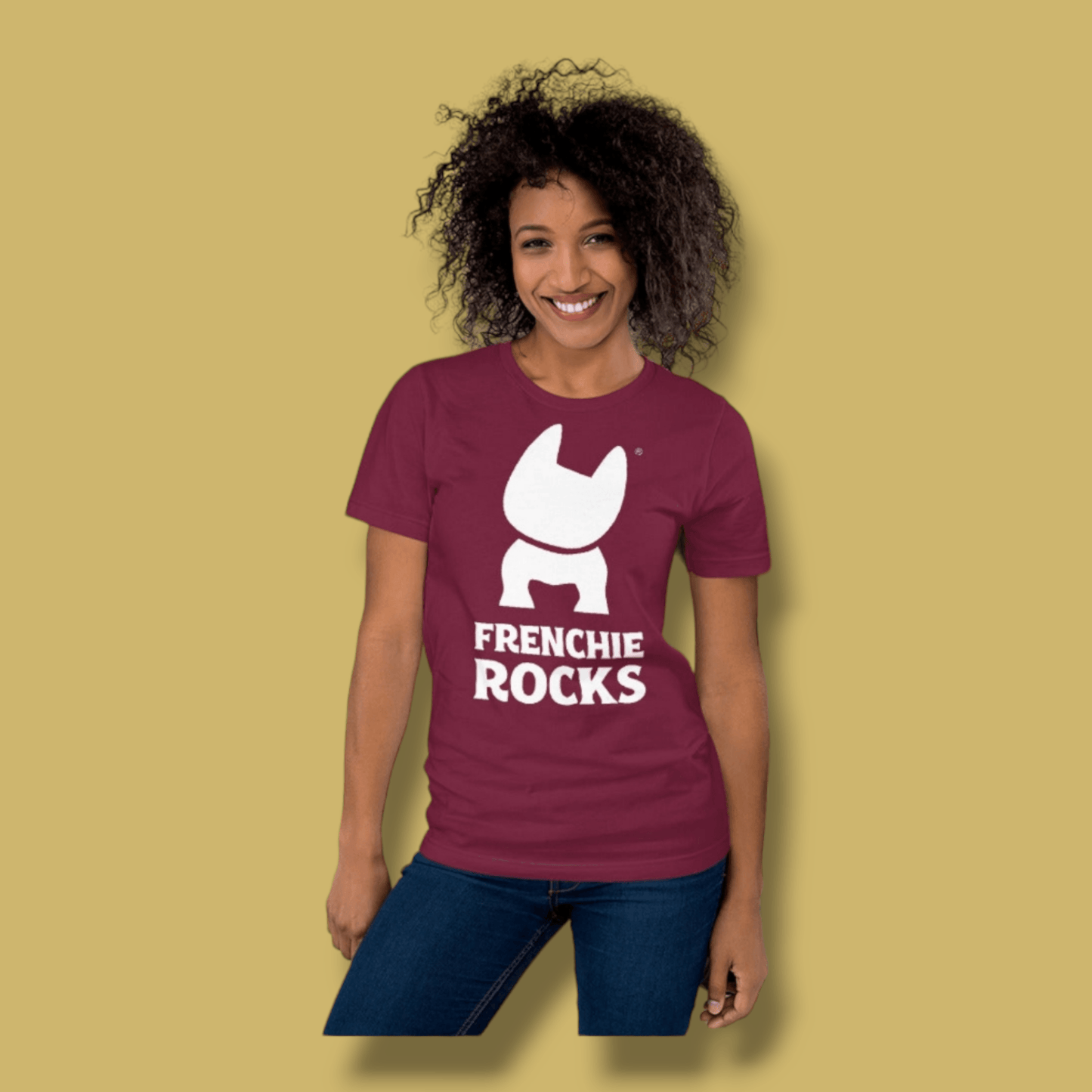 Frenchie Rocks White Logo T-Shirt - Frenchie Rocks