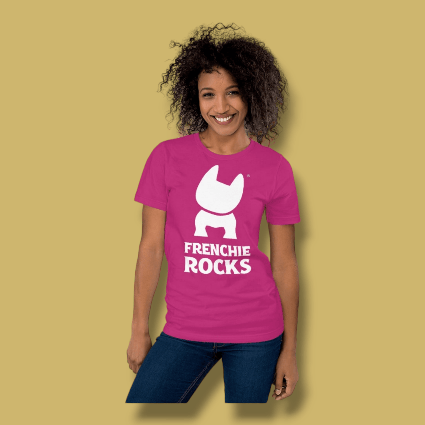 Frenchie Rocks White Logo T-Shirt - Frenchie Rocks