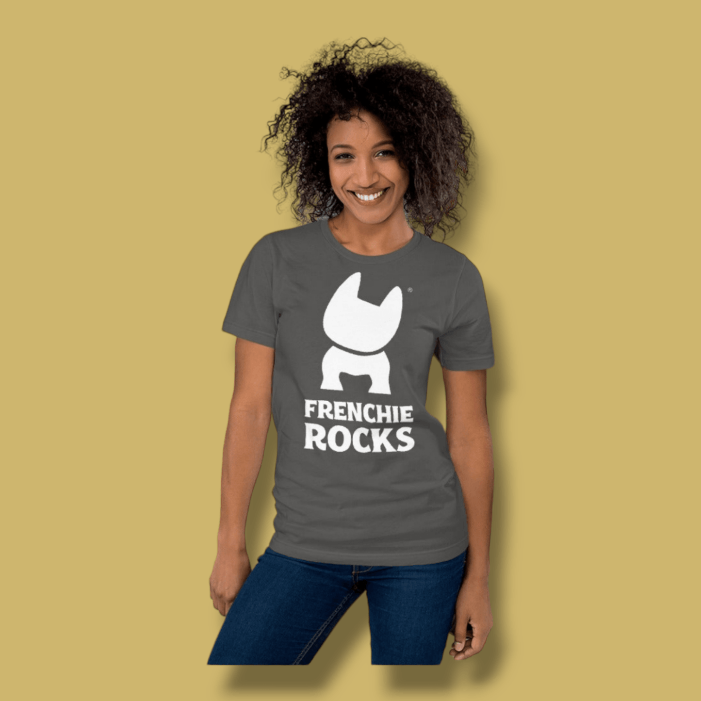 Frenchie Rocks White Logo T-Shirt - Frenchie Rocks