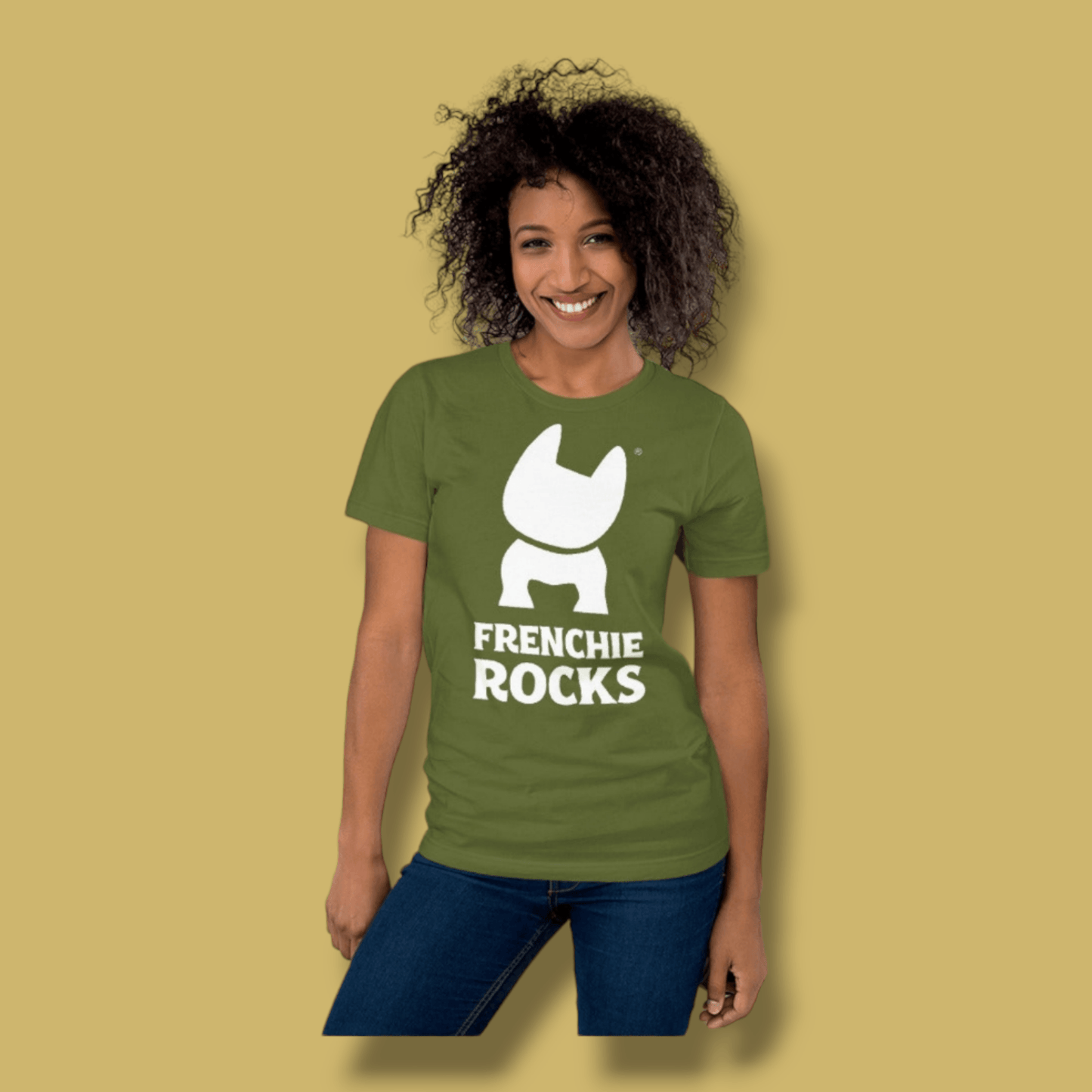 Frenchie Rocks White Logo T-Shirt - Frenchie Rocks