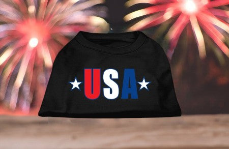 USA Star Screen Print Dog Shirt