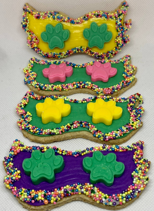 Pawty Time Mardi Gras Mask Dog Cookies (Case of 12)