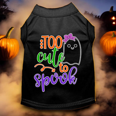 Too Cute to Spook Girly Ghost Screen Print Dog Shirt