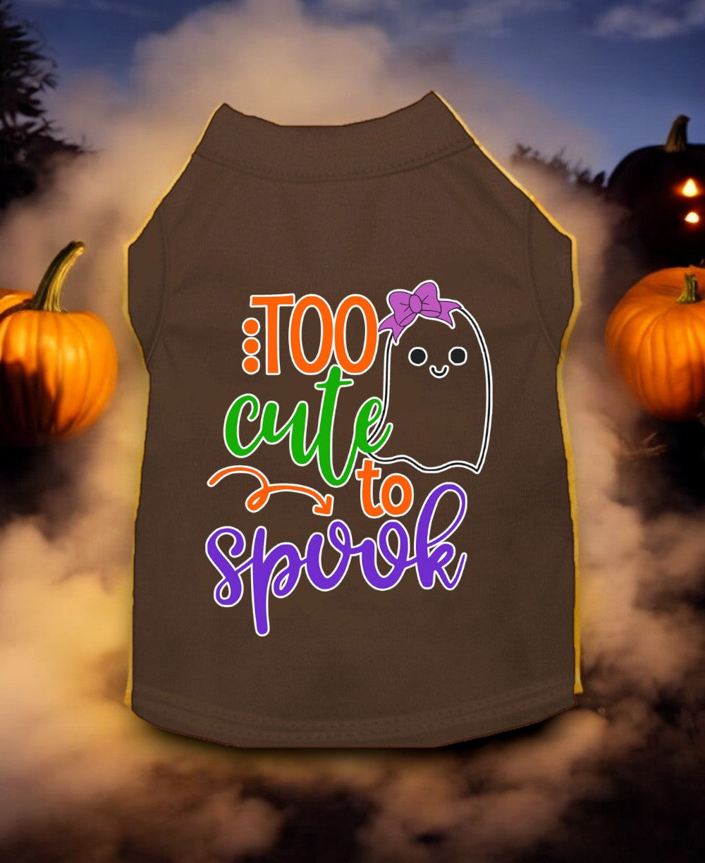 Too Cute to Spook Girly Ghost Screen Print Dog Shirt