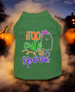 Too Cute to Spook Girly Ghost Screen Print Dog Shirt