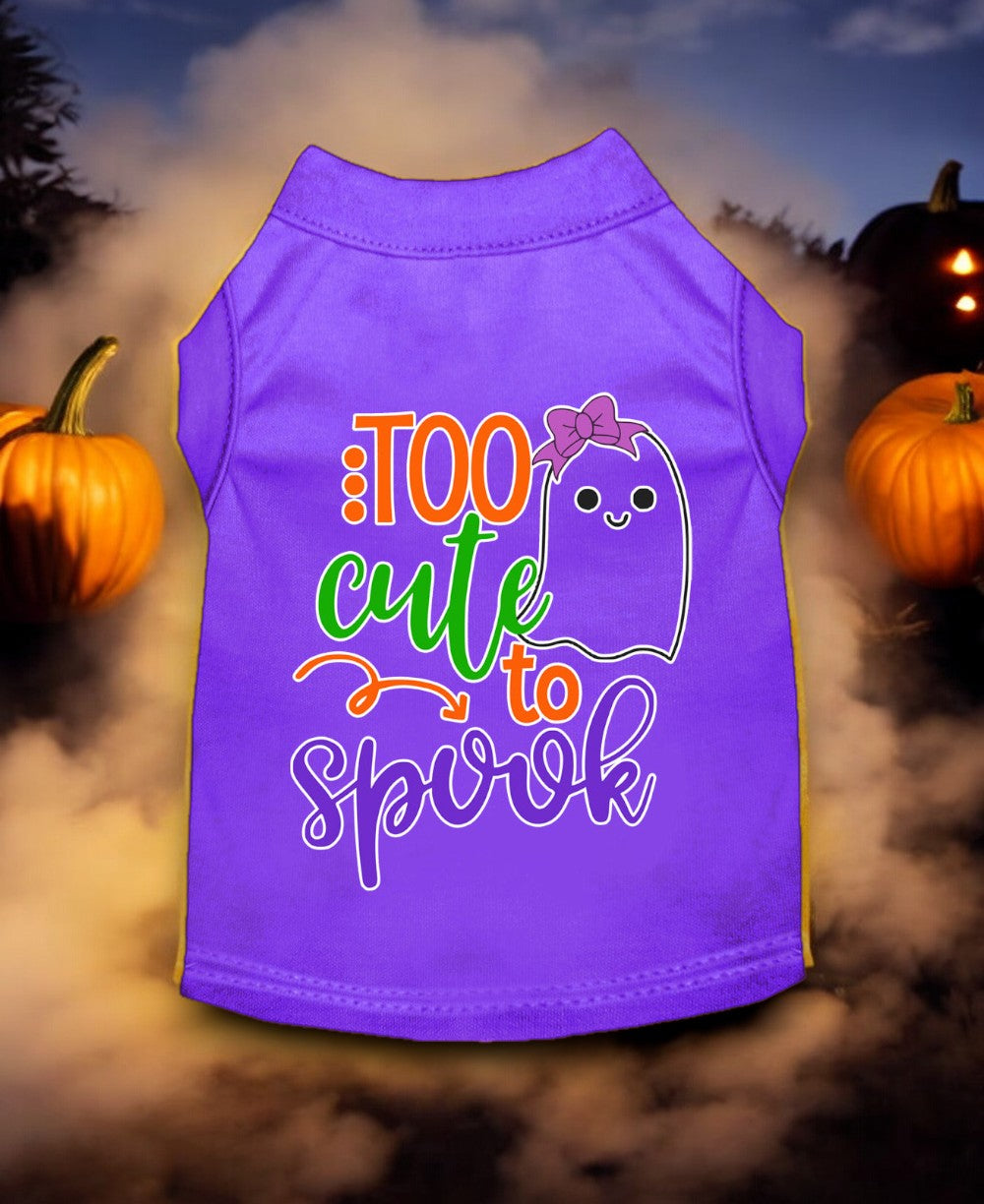 Too Cute to Spook Girly Ghost Screen Print Dog Shirt