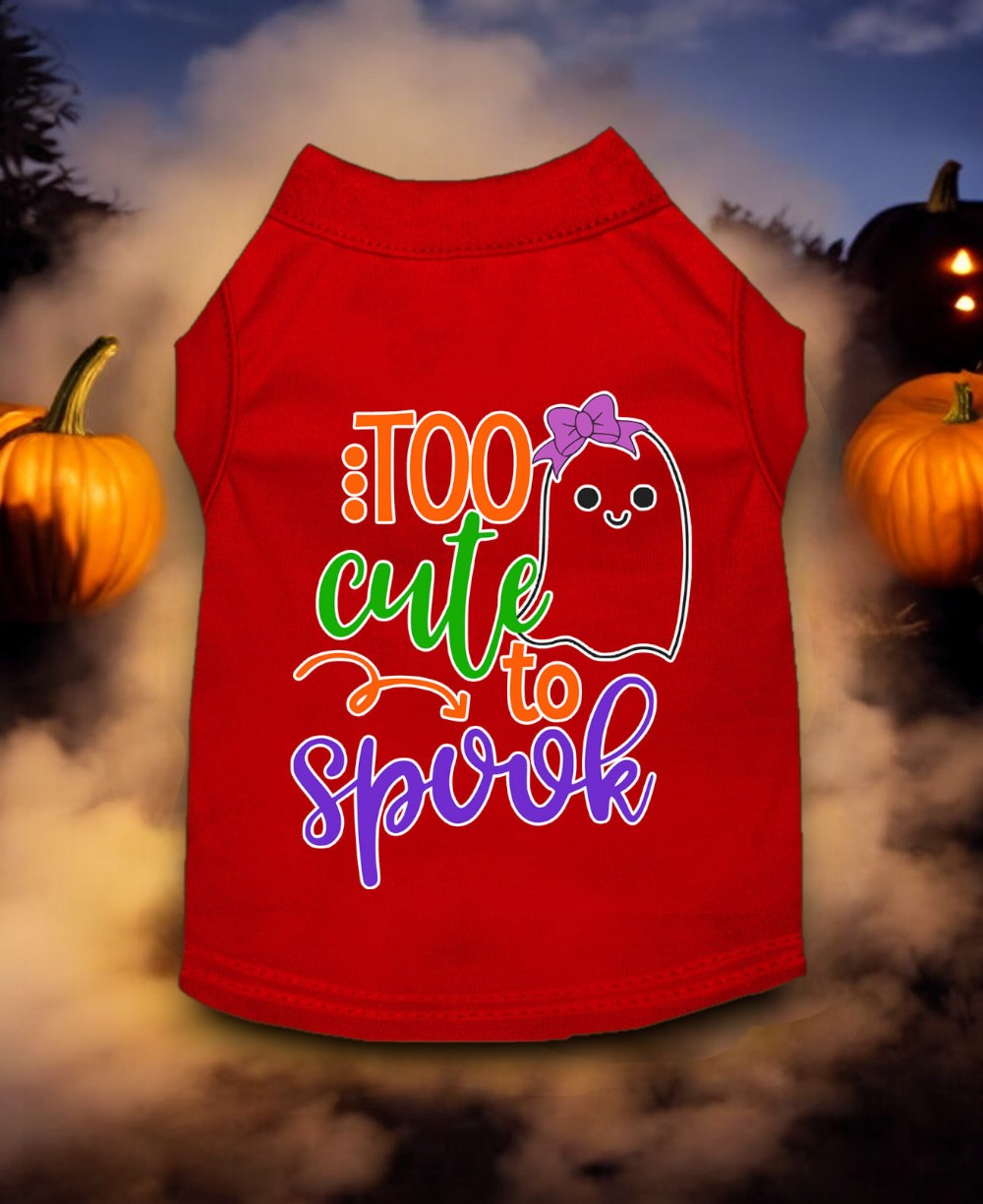 Too Cute to Spook Girly Ghost Screen Print Dog Shirt