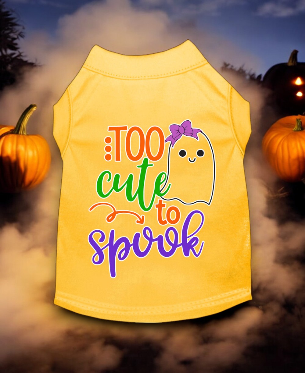 Too Cute to Spook Girly Ghost Screen Print Dog Shirt