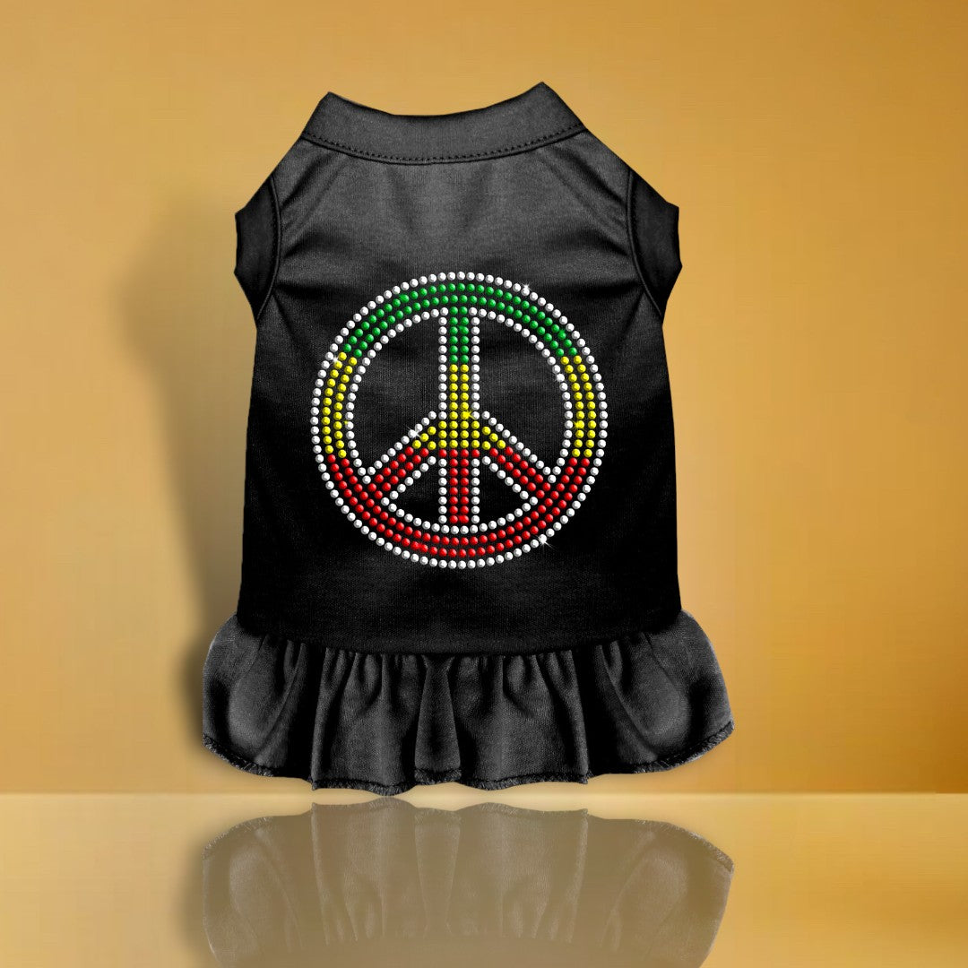 Rhinestone Rasta Peace Dog Dress