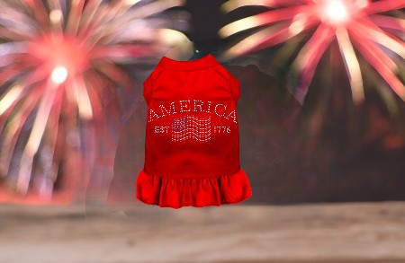 Classic America Rhinestone Dog Dress