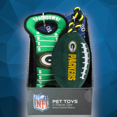 Green Bay Packers NFL Football and Field Dog Toy set