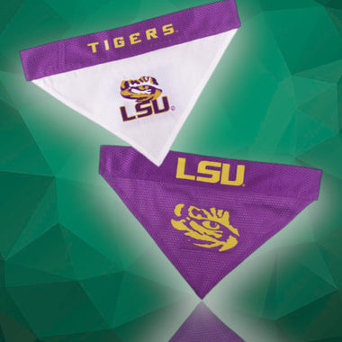 LSU NCAA Reversible Dog Bandana