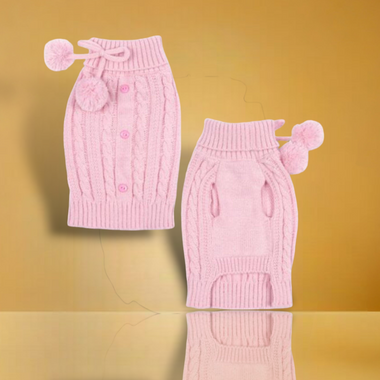 Pink Cable Dog Sweater