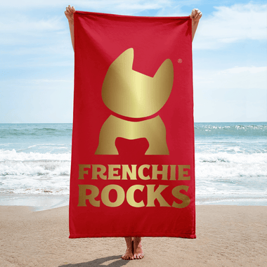 Frenchie Rocks Beach Towel - Frenchie Rocks