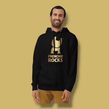 Frenchie Rocks Gold Logo Hoodie - Frenchie Rocks