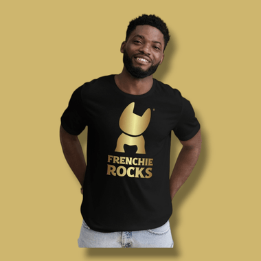 Frenchie Rocks Gold Logo T-Shirt - Frenchie Rocks