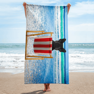 Frenchie Rocks “Kong at the Beach" Beach Towel - Frenchie Rocks