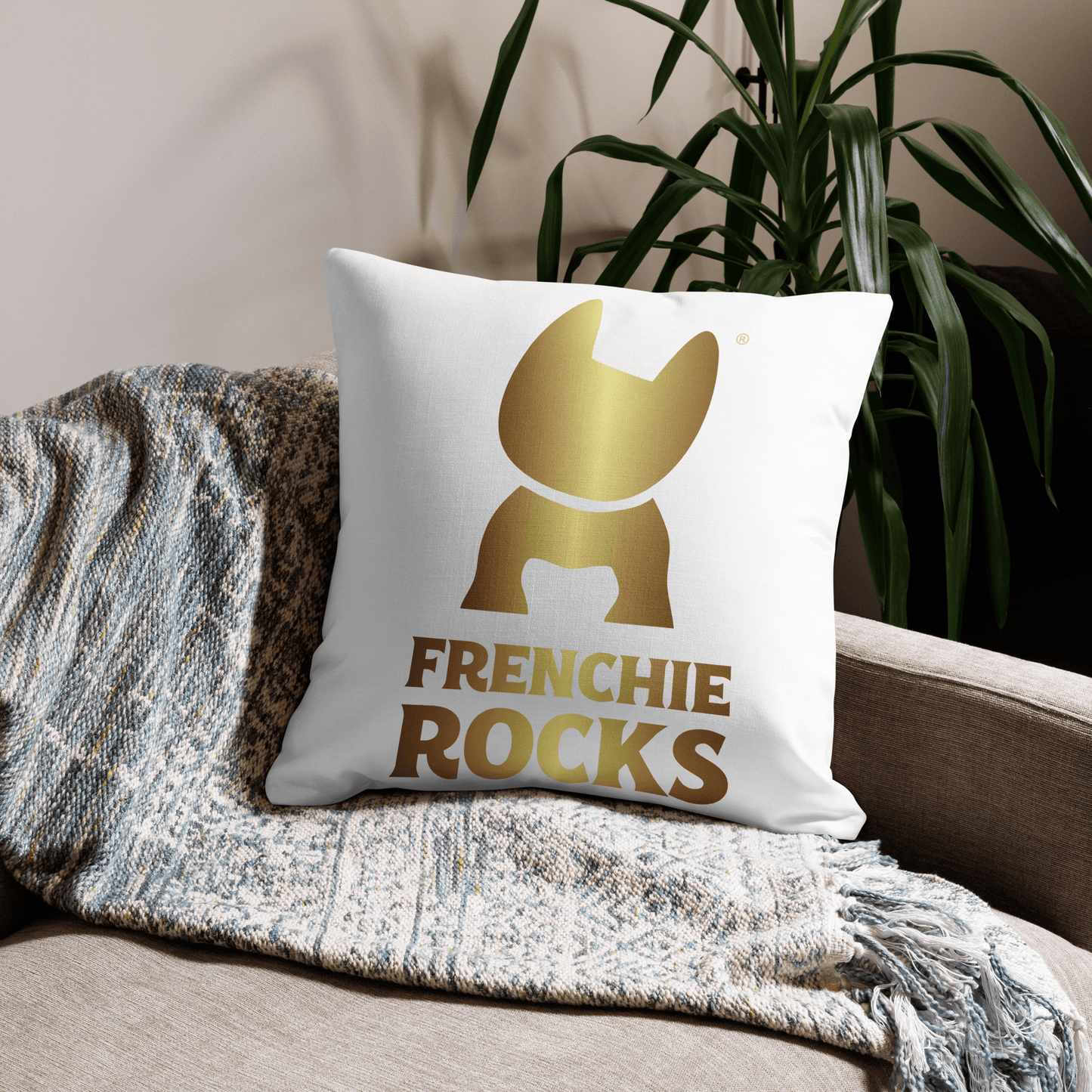 Frenchie Rocks Premium Pillow - Frenchie Rocks