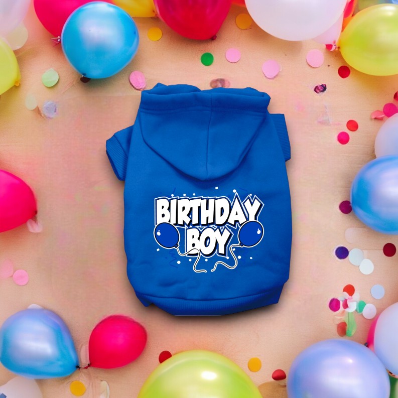 Birthday Boy Screen Print Pet Hoodies