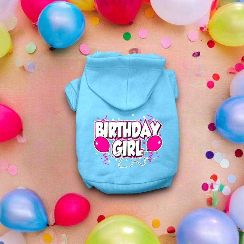 Birthday Girl Screen Print Dog Hoodies