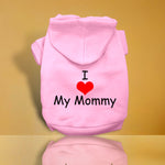 I Love My Mommy Screen Print Pet Hoodies